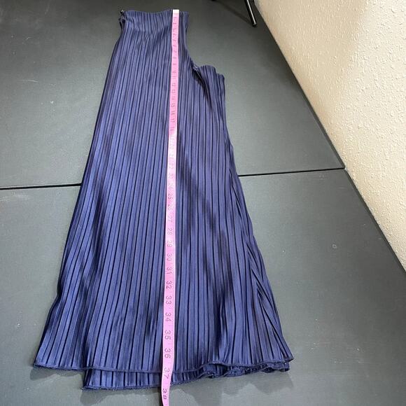 Intrigue Womens XL Blue Pleated Dress Business Key Hole Back Knee Length Button - Picture 5 of 6